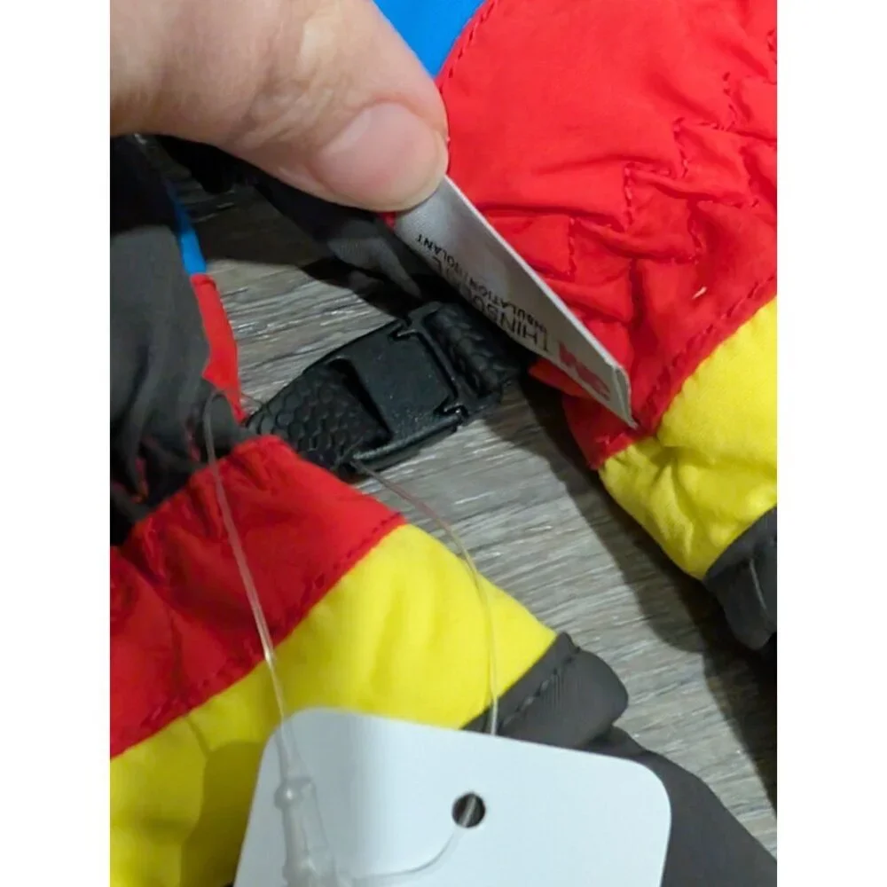 L-Bow Kids Waterproof Extra-Long Thinsulate Mittens Size Small Blue Red Yellow